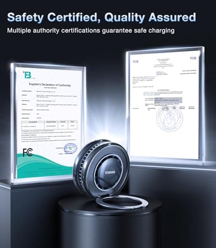 TORRAS PolarCircle Qi2 Wireless Charger, 15W Cooling Magnetic Pad for Samsung Galaxy S26, Wireless Charger for iPhone 17/16/15/14 with 360°Spin Stand, Semiconductor Game Cooler, with 5ft Type-C Cable 7