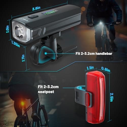 APECYC Bike Lights for Night Riding, Bicycle Front Headlight and Back Taillight with 4+5 Light Modes, USB Rechargeable Bright Bike Headlights for Cyclists and Commuters 8
