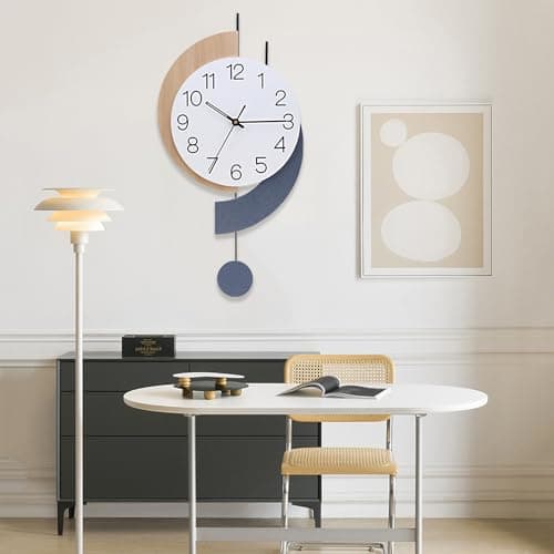 Dankeit Decorative Silent Quartz Wall Clock with Pendulum, Battery Operated, Large for Living Room, Kitchen, Home, Bathroom, Bedroom - 11.5x22.5 Inch 6