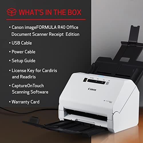 Canon imageFORMULA R40 Office Document Scanner Receipt Edition, for PC and Mac, Scan & Extract Data to QuickBooks Online, Color Duplex Scanning, Auto Document Feeder, Easy Setup for Office Or Home Use 6