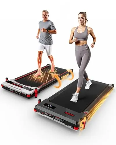 Walking Pad Treadmill, Anylife Incline Walking Pads Under Desk 330lb Capacity, 2.5HP Portable Treadmills for Home, Compact Treadmill Small Running Pad with LED Display, Remote Control, White Black