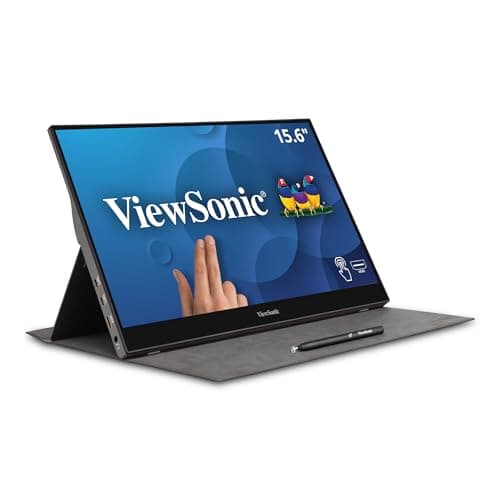 ViewSonic TD1655 15.6 Inch 1080p Portable Monitor with IPS Touchscreen, 2 Way Powered 60W USB C, Eye Care, Dual Speakers, Built-in Stand with Magnetic Cover
