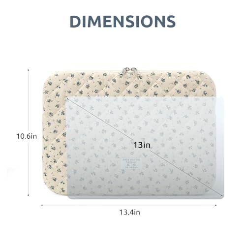Puffy Laptop Sleeve 13-15.6 Inch Cute Quilted Laptop Protective Case Padded Floral Computer Sleeve for MacBook (A-Blue, 13 Inch) 7