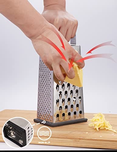 Kaishun Cheese Grater, Box Grater for Cheese Stainless steel Vegetable Slicer Food Shredder 4-sided Convenience for kitchen 5