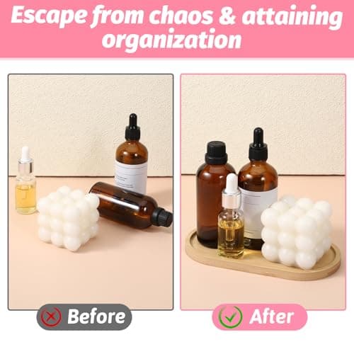 Wooden Bathroom Tray, Bamboo Vanity Tray 6.8 × 3.5 × 0.4 Inch Small Bathroom Counter Tray Soap Dispenser Trays for Bath Kitchen Organizing Candle Perfume Cosmetics Small Items 5