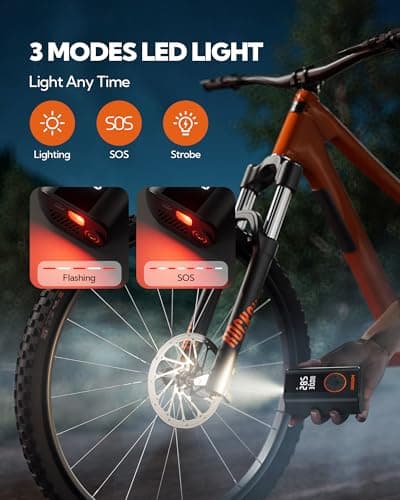 EBOSSOM Tire Inflator Portable Air Compressor, 150 PSI Portable Air Pump for Cars-Mini Cordless Bike Pump with Pressure Gauge,Electric Tire Inflator with LED Light for Car Motorcycle Bikes Balls 7