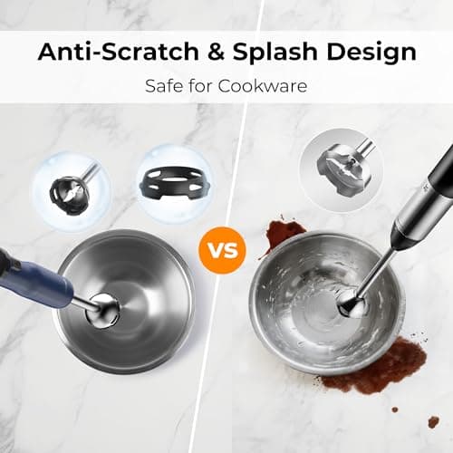 Rosewill 6-in-1 Multi-Speed Cordless Rechargeable Immersion Hand Blender, Heavy Duty Motor - Stick Blender, Beaker, Whisk, Chopper, Dual Beater, Milk Frother - For Smoothies, Baby Food, Soup - Blue 6