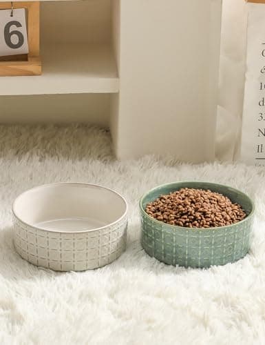 Seyatoo Ceramic Dog Bowl, 6.5 inch Pet Dog Food Bowl Water Bowls, Dogs Dish for Middle and Small Dogs, Puppy, Green 6