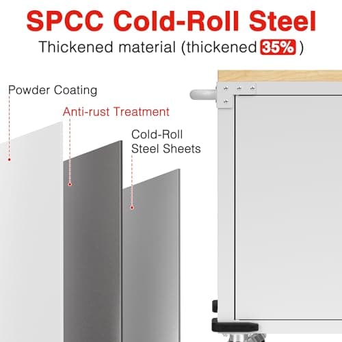 WORKPRO 62" x 20" 7-Drawer & 2-Door Rolling Tool Chest, Mobile Tool Storage Cabinet with Power Strip, Locking System, Heavy Duty Rolling Cabinet for Garage, Warehouse & Kitchen, 1000 lbs Capacity 7