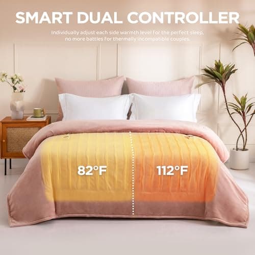 Templewet Heated Blanket Queen Size - Dual Controllers Electric Blanket Queen with 9 Heat Settings & 10 Hour Auto Off,Overheat Protection,Machine Washable 84"x90"(Candy Pink) 6