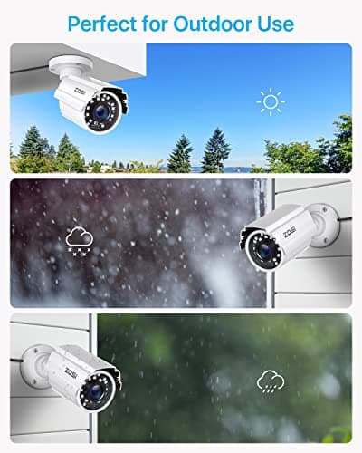ZOSI 1080P HD 1920TVL Hybrid 4-in-1 TVI CVI AHD 960H CVBS CCTV Security Camera,80ft Night Vision,2MP Weatherproof Aluminum Metal Bullet Camera for 960H,720P,1080P,5MP,4K Analog Surveillance DVR-White 8