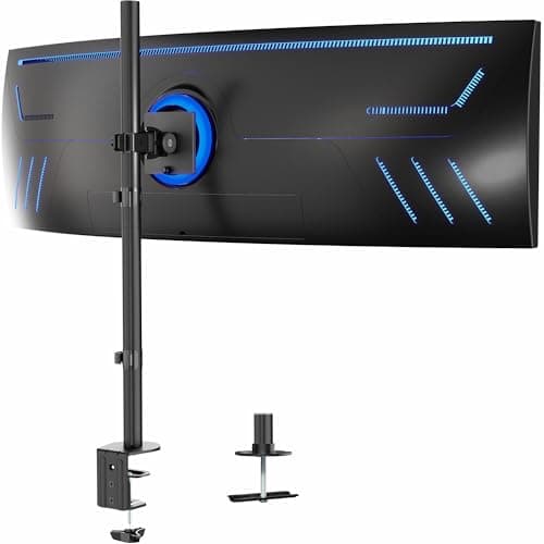 VIVO Single Ultra-Wide Monitor Desk Mount for up to 49 inch Ultrawide Screens, Extra Tall Heavy Duty Adjustable Stand Holds 44 lbs, Black, STAND-V100R