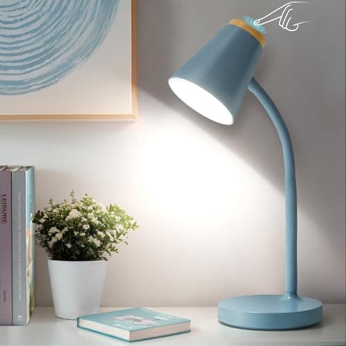 EJIAXIN Desk Lamps for Home Office - Small LED Desk Lamp Touch Dimmable Reading Light for College Dorm Room - Adjustable Flexible Gooseneck Table Lamp for Bedside Bedroom Nightstand Blue