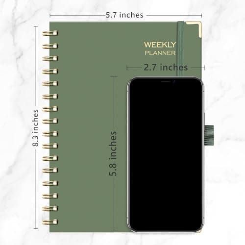 RETTACY Undated Planner, Weekly and Monthly, 53 Weeks and 12 Months, Medium Size (5.7" x 8.3"), 24 Self-adhesive Monthly Tabs, Hardcover, 100 GSM Thick Paper, Spiral-bound (Light Green) 8