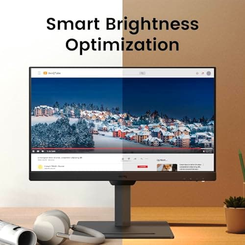BenQ GW2490T Computer Monitor 24" 100Hz FHD 1920x1080p | IPS | Eye-Care Tech | Low Blue Light | Anti-Glare | Adaptive Brightness | Height and Tilt Adjustable | Built-in Speakers | DisplayPort | HDMI 7