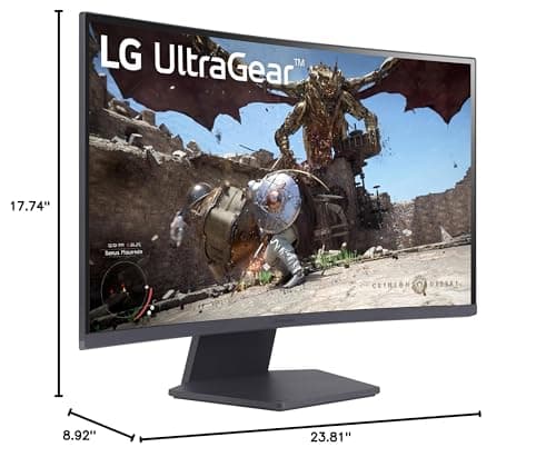 LG 27GS60QC-B Ultragear Curved Gaming Monitor 27-Inch QHD (2560x1440) 180Hz 1ms 1000R AMD FreeSync HDR10 HDMIx2 DisplayPort Borderless Design Black Stabilizer DAS Crosshair FPS Counter 11