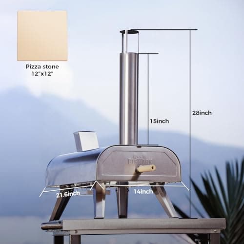 BIG HORN OUTDOORS 12" Multi-Fuel Outdoor Pizza Oven – 3-in-1 Wood-Fired, Gas & Electric Compatible (Burners Sold Separately), Pellet Pizza Oven Portable Pizza Maker for Backyard, Camping & Tailgating 5