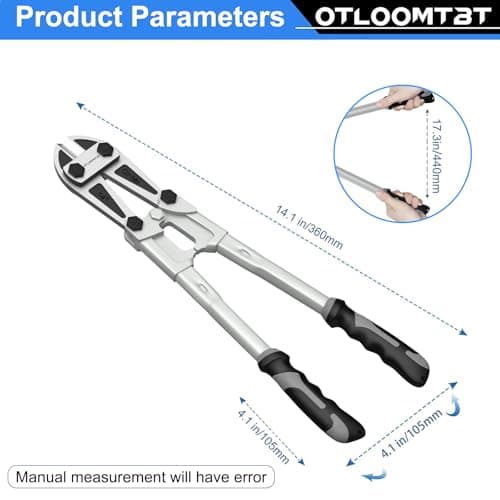 OTLOOMTBT 14 In Industrial Bolt Cutter - Chromium Molybdenum Steel, Lightweight & Portable, Heavy Duty for Locks/Chains/Fences - Ergonomic Design, Long Lifespan for Construction Workers, Locksmiths 9