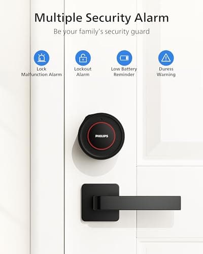 Philips Wi-Fi Smart Lock, Turn Your Existing Deadbolt into Smart Door Lock, Built-in WiFi, APP Remote Control, Keyless Entry Door Lock, Auto-Locking, Status Logging, Multiple Alarm, Matte Black 7