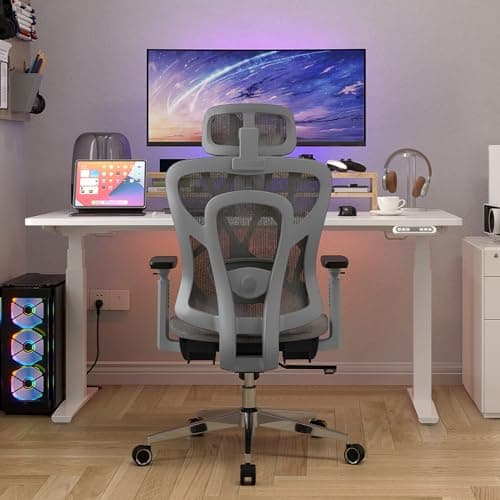 Logicfox Ergonomic Office Chair for Long Hours,High Back Mesh Chair with Adaptive Thoracic & Lumbar Support,3D Adjustable Armrests and Headrest,Designed for 8–10 Hour Workdays 8