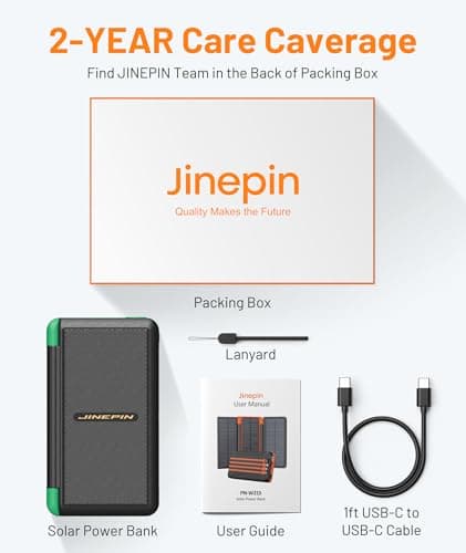 Power Bank Solar Charger 46800mAh Built in 4 Cables 3 Foldable Solar Panels, PD20W Fast Charging Portable Charger, LED Display Powerbank USB C in/Output, External Battery Pack with SOS Camping Light 8