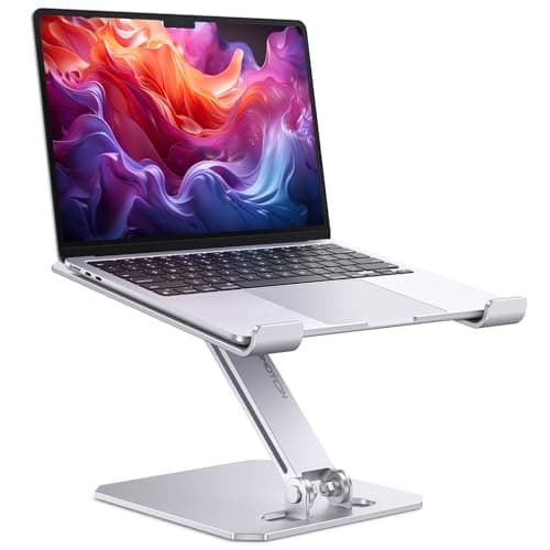 OMOTON Laptop Stand for Desk, Ergonomic Adjustable Computer Stand Aluminum Portable Desktop Laptop Riser Holder for MacBook Air Pro, Dell, HP and All Tablets Up to 15.6", Glossy Silver