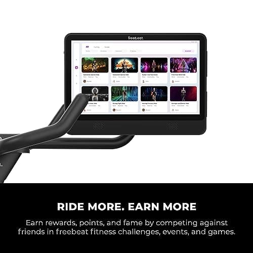 Freebeat Boom Exercise Bike, Smart Spin Bike for Home, 15.6'' HD Touchscreen, Auto Resistance, Compact Stationary Bike with Screen, Bluetooth, Scenic Rides, Training Algorithm, Gamified Classes with Expert Instructors 8