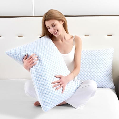Crossvast Shredded Memory Foam Pillows for Sleeping 2 Pack - Cooling Bed Pillows Standard Size Set of 2 - Adjustable Firm Pillow for Side and Back Sleepers with Removable Cover 7