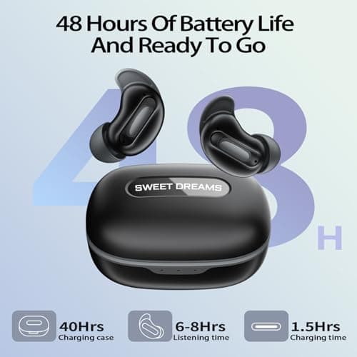 Sleep Earbuds, Mini ANC Wireless Earbuds Bluetooth 5.4 Headphones Deep Bass Stereo, 48H Playtime Ear Buds, 4 ENC Noise Cancelling Mic, In Ear IP7 Waterproof Earphones for Side Sleepers,Touch Control 7