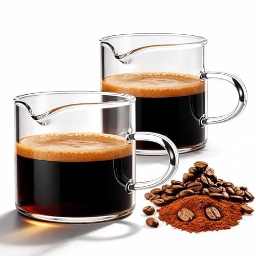 Gulex Espresso Cups, Glass Coffee Espresso Cups with Pour Spout, 4 oz, Clear, Set of 2 (Set of 2)