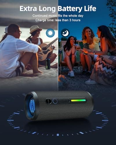 OHAYO Portable Bluetooth Speaker - IPX7 Waterproof, Wireless Stereo Pairing, 25-Hour Playtime, 24W Loud Sound, Bluetooth 5.3, Bass Boost, LED Lights, for Home/Shower/Outdoor/Beach/Travel, Gift Ideas 7