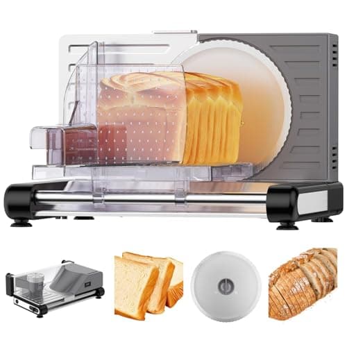 AERKINE Meat Slicer Machine for Home - 120W Deli Food Slicer with Removable 6.7" Stainless Steel Blades, 0-18mm Adjustable Thickness, Easy to Clean, Electric Meat Slicer for Meat Cheese Bread