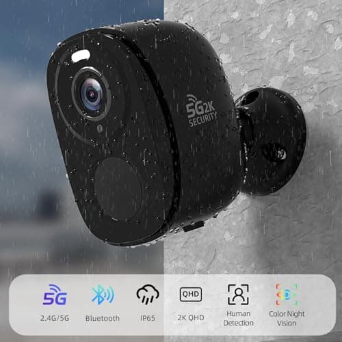 Rraycom 5G/2.4G WiFi Security Cameras Wireless Outdoor, 2K Battery Powered AI Motion Detection Siren Alarm Home Indoor Camera,Color Night Vision, 2-Way Talk, IP65 Waterproof, Works/Alexa, Cloud/SD 9
