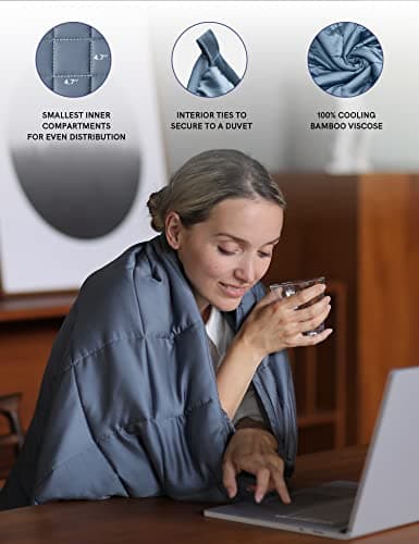 YnM Cooling Weighted Blanket — Oeko-Tex Certified Material (Blue Grey, 48"x72" 20lbs), Suit for One Person(~190lb) Use on Twin/Full Bed 6