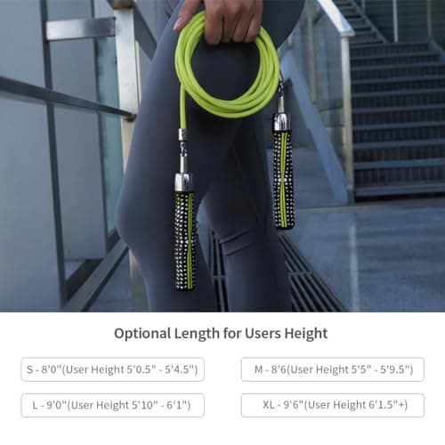 HEREROPE 1/4LB Weighted Jump Rope for Speed, Cardio, Boxing & Workout, Skipping Rope with Ball-bearing, Comfortable & Ergonomic Grip, Tangle Free Cable, Jump Ropes for Men Women Fitness XL 8