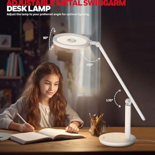 Honeywell Desk Lamp for Home Office, H6 Sunturalux™ Eye-Caring Led Desk Light, 800LM Dimmable Desk Lamp with Timer, Touch Control Tall Desk Reading Light, Table Lamp for Circle Webcam, Study, Bedroom 6