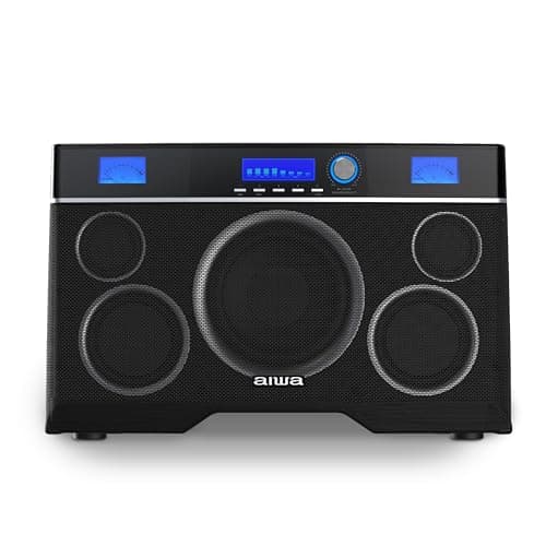 Aiwa Exos-10 Portable Bluetooth Speaker, 200W RMS Power, 6.5” Subwoofer, Deep Bass, Party Sync, Backlit Display, FM/BT/USB/AUX, Remote Control, Carry Strap, Bluetooth V5.0