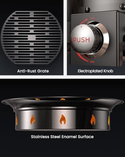 Ciays Large Propane Fire Pit 19 Inch, Gas Fire Pit with Grill Grate, Folding Legs, Hose Hooks, Propane Tank Holder, Cover & Carry Strap, Portable Outdoor Fire Pit for Camping, 58,000 BTU 6