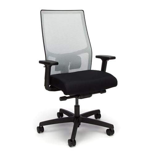 HON Ignition 2.0 Ergonomic Office Chair Fabric Seat, Adjustable Tilt, Swivel Wheels, Comfy for Long Hours, Home Office Desk Chairs, Fog