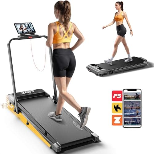 Acezoe Walking Pad Treadmill with Incline and Handle Bar, 2 in 1 Foldable Treadmills for Home Small Office, 300lbs Portable Compact Under Desk Treadmill with Remote Control, LED Display and Apps