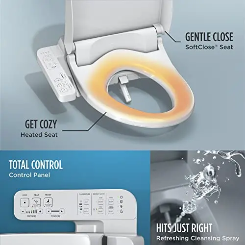 TOTO® WASHLET® A2 Electronic Bidet Toilet Seat with Heated Seat and SoftClose® Lid, Elongated, Cotton White - SW3004#01 2