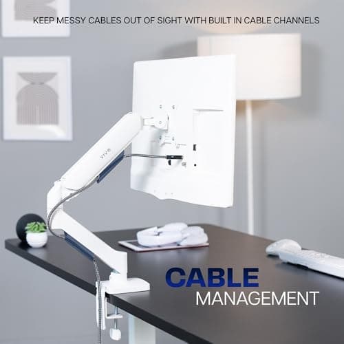 VIVO Single Monitor Stand, Fully Adjustable Arm for 17 to 32 inch Screen, Mechanical Articulating Desk Mount, Gaming and Office Setups, VESA 75x75, 100x100, Max 19.8 lbs, Classic, White, STAND-V001OW 7
