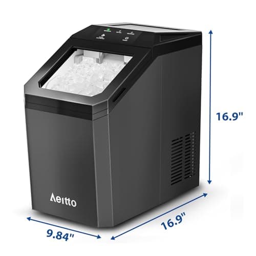 Aeitto Nugget Ice Maker Countertop, 55lbs/Day, Large Capacity Chewable Ice Maker, Rapid Ice Release in 5 Mins, Self-Cleaning with Stainless Steel Housing Ice Machine for Home Office and Party, Black 8