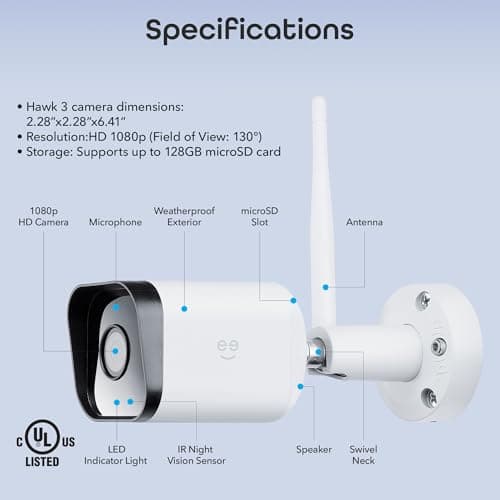 Geeni Hawk 3 1080P Outdoor Security Camera – 2-Pack Weatherproof Outdoor Cameras for Home Security Motion & Sound Detection and Night Vision, Supports Alexa & Google 8