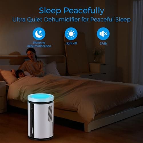 SEAVON 800 Sq.ft Dehumidifiers for Home, 85OZ Larger Water Tank, Quiet Dehumidifier for Bedroom, Bathroom, Basement, RV with 7 Colors Light, Auto Shut Off, 2 Working Modes, Portable Dehumidifier 5