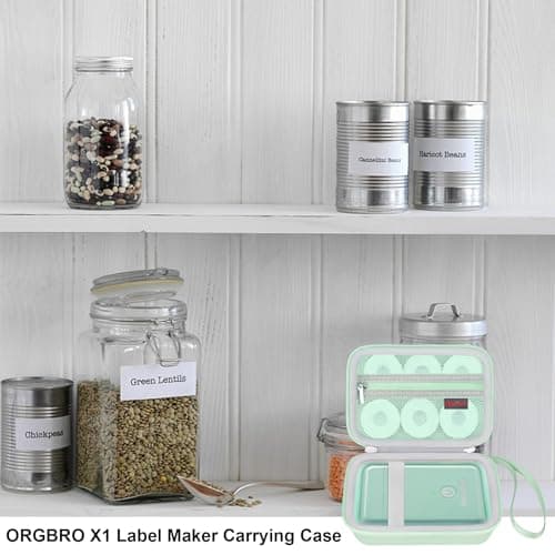 Elonbo Carrying Case for ORGBRO X1 Label Maker Machine, Portable Bluetooth Label Printer Storage Holder, Wireless Built-in Cutter Small Label Makers Handheld Sticker Maker Travel Bag, Green 7