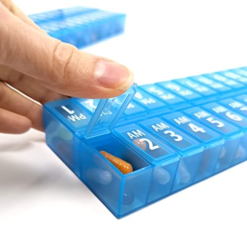 Twice-a-Day Monthly Pill Box Planner Set - AM & PM Medication Organizer for 31 Days! Set Contains 2 Organizers for One Month. (Blue - 31 Day AM/PM -1 Pack) 7