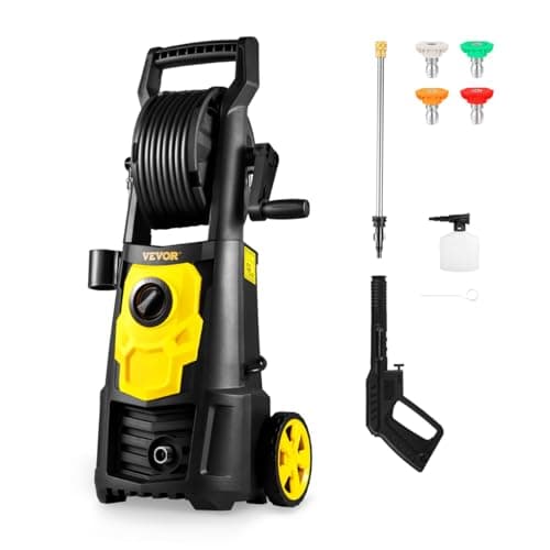 VEVOR Electric Pressure Washer, 2000 PSI 1.76 GPM, Portable Cleaner with 30ft Hose Reel, Foam Cannon & 5 Nozzles for Cars, Patios, Fences - ETL Listed