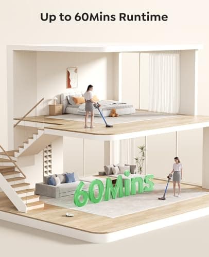 Cordless Vacuum Cleaner, 45Kpa 550W 60Mins Vacuum Cleaners for Home, Stick Vacuum Cordless Rechargeable, Wall Mount Charging, Self-Standing, Household Vacuum for Pet Hair/Carpet/Hardwood Floor(X9) 6