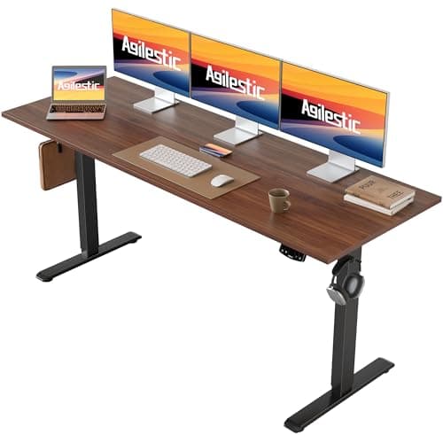 Agilestic Electric Standing Desk, 63 x 24 Inches Height Adjustable Desk, Sit Stand up Desk for Work Office Home, Ergonomic Rising Computer Table with Memory Preset, Dark Walnut